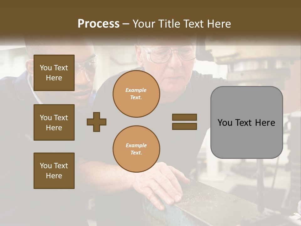 Two Men Working On A Machine In A Factory PowerPoint Template