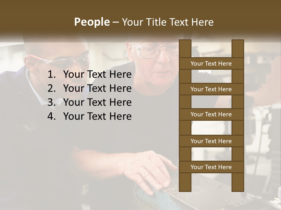 Two Men Working On A Machine In A Factory PowerPoint Template