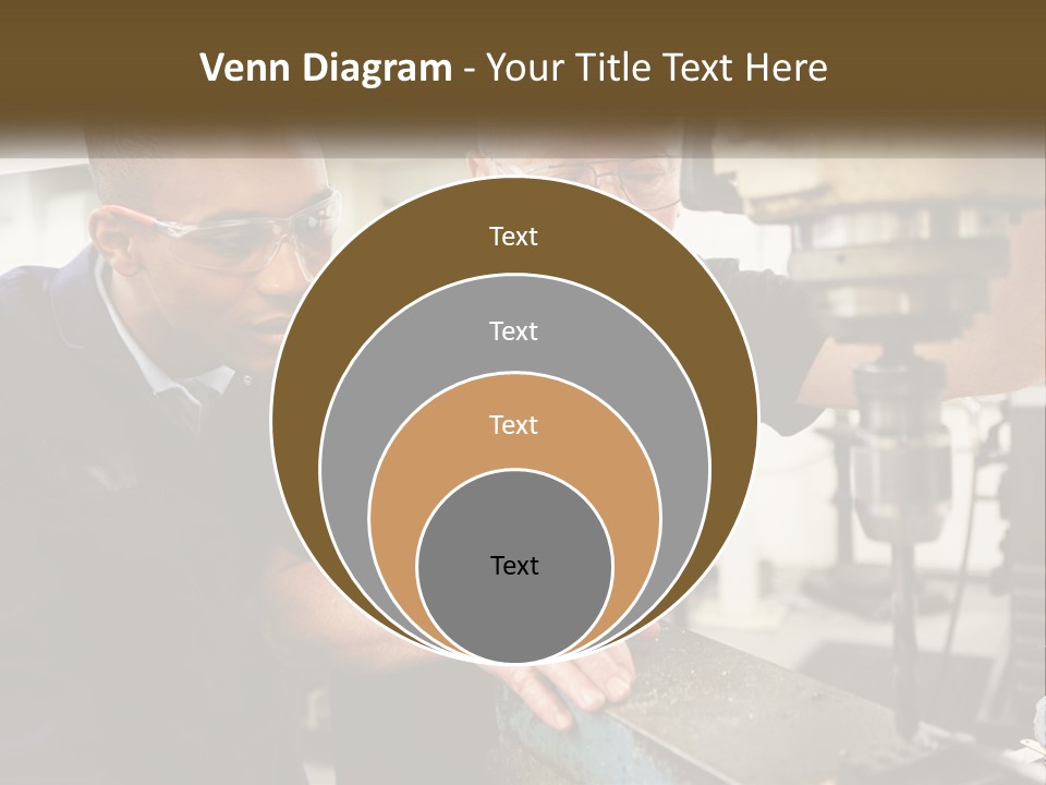 Two Men Working On A Machine In A Factory PowerPoint Template