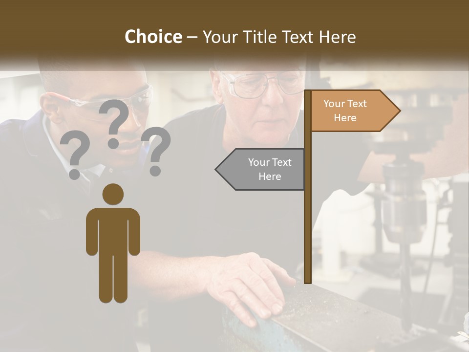 Two Men Working On A Machine In A Factory PowerPoint Template