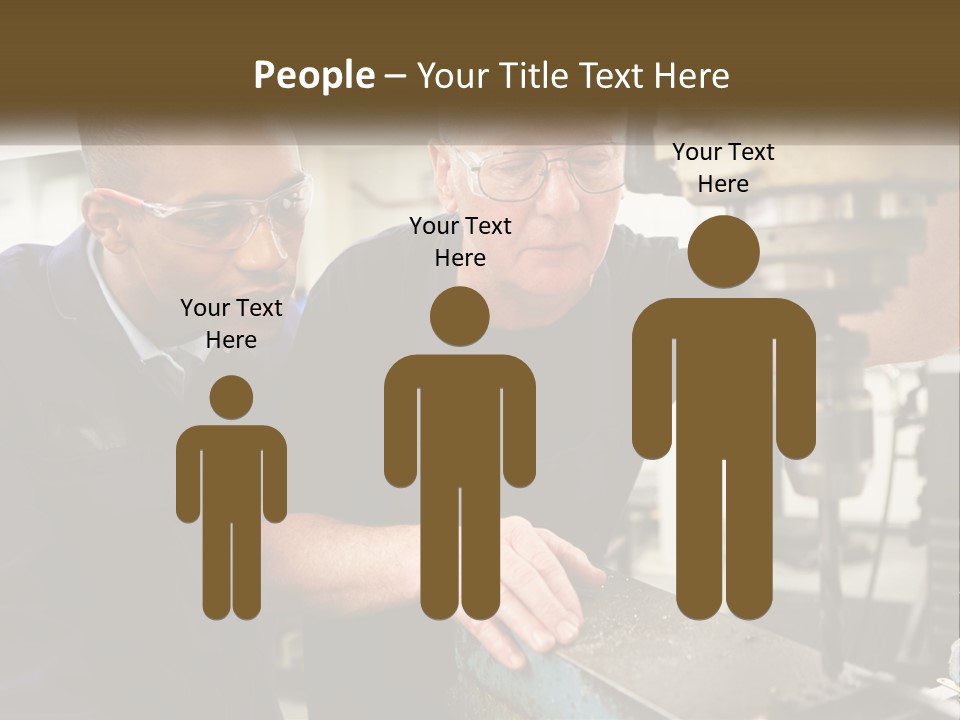 Two Men Working On A Machine In A Factory PowerPoint Template