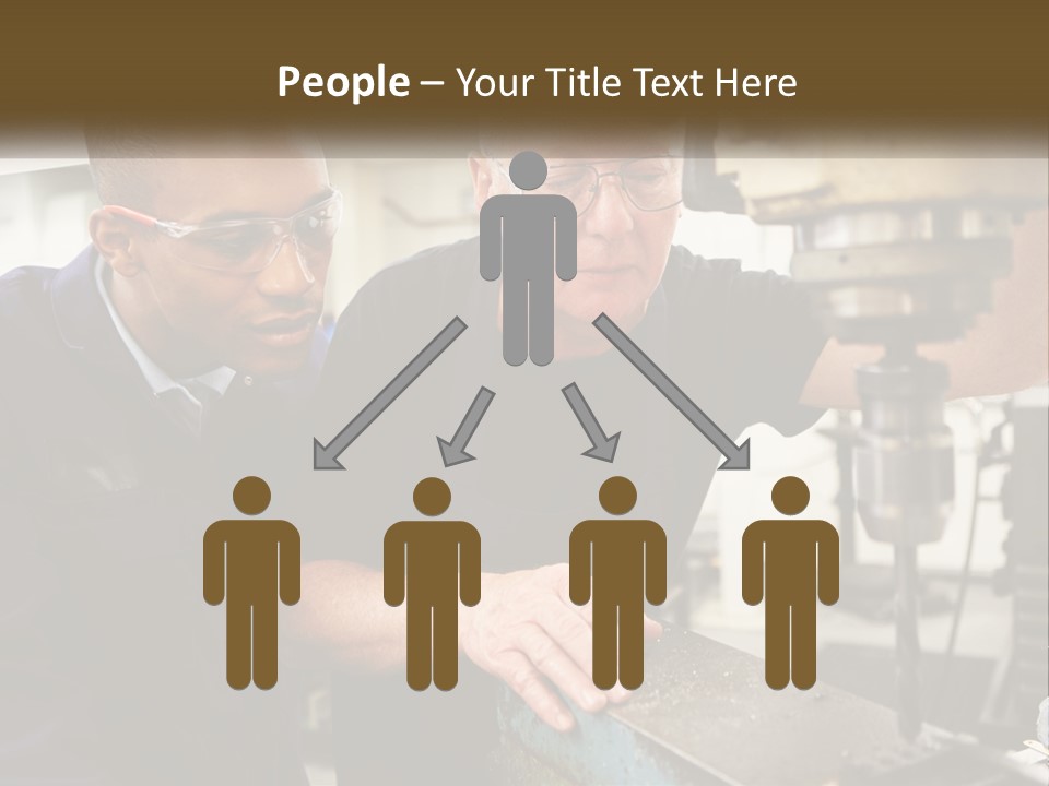 Two Men Working On A Machine In A Factory PowerPoint Template