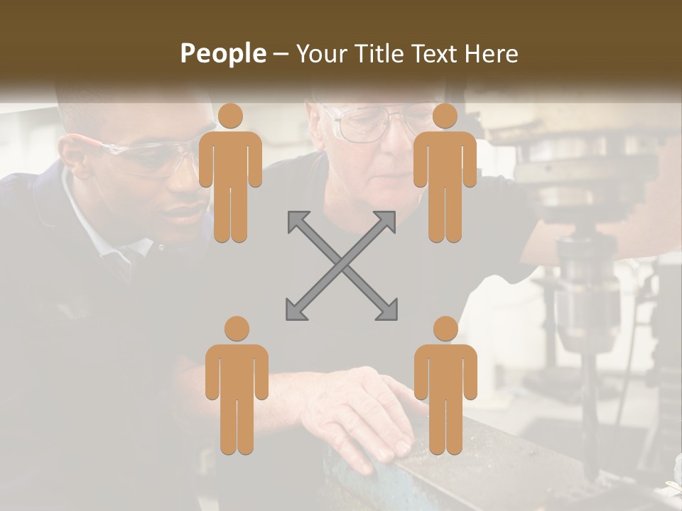 Two Men Working On A Machine In A Factory PowerPoint Template