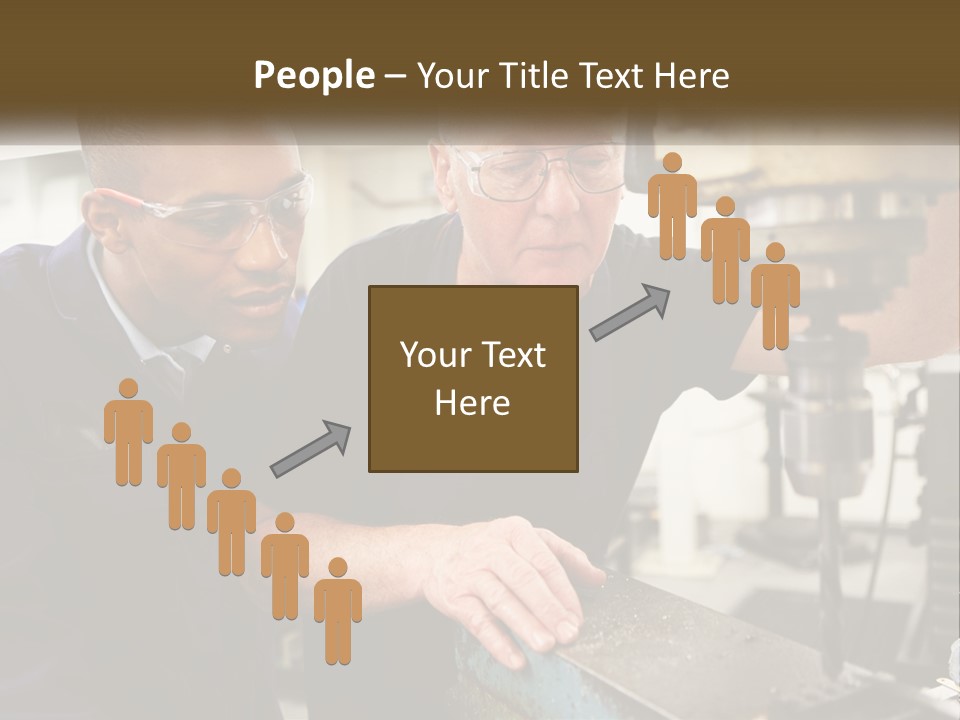 Two Men Working On A Machine In A Factory PowerPoint Template