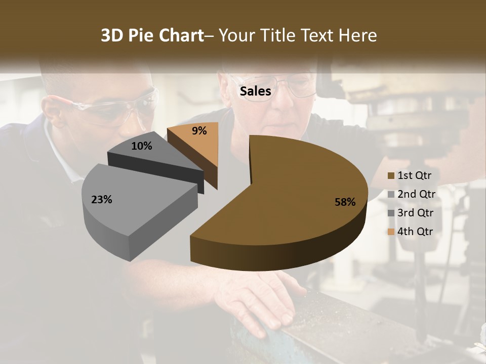 Two Men Working On A Machine In A Factory PowerPoint Template