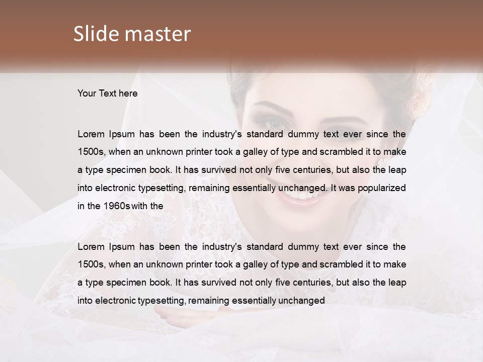 A Woman In A Wedding Dress With A Veil On Her Head PowerPoint Template