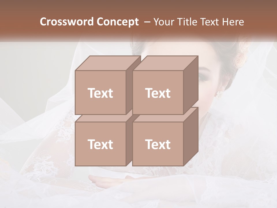 A Woman In A Wedding Dress With A Veil On Her Head PowerPoint Template