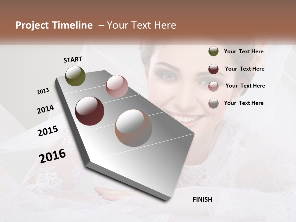 A Woman In A Wedding Dress With A Veil On Her Head PowerPoint Template