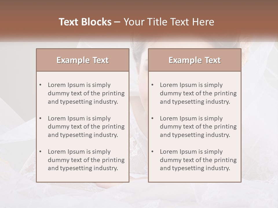 A Woman In A Wedding Dress With A Veil On Her Head PowerPoint Template