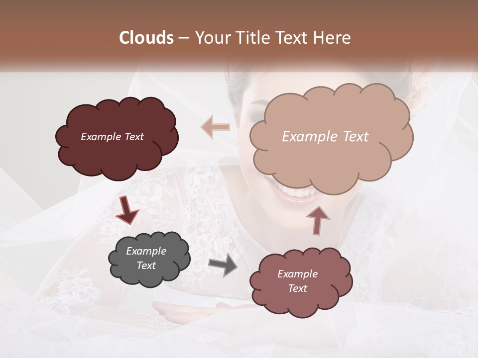 A Woman In A Wedding Dress With A Veil On Her Head PowerPoint Template