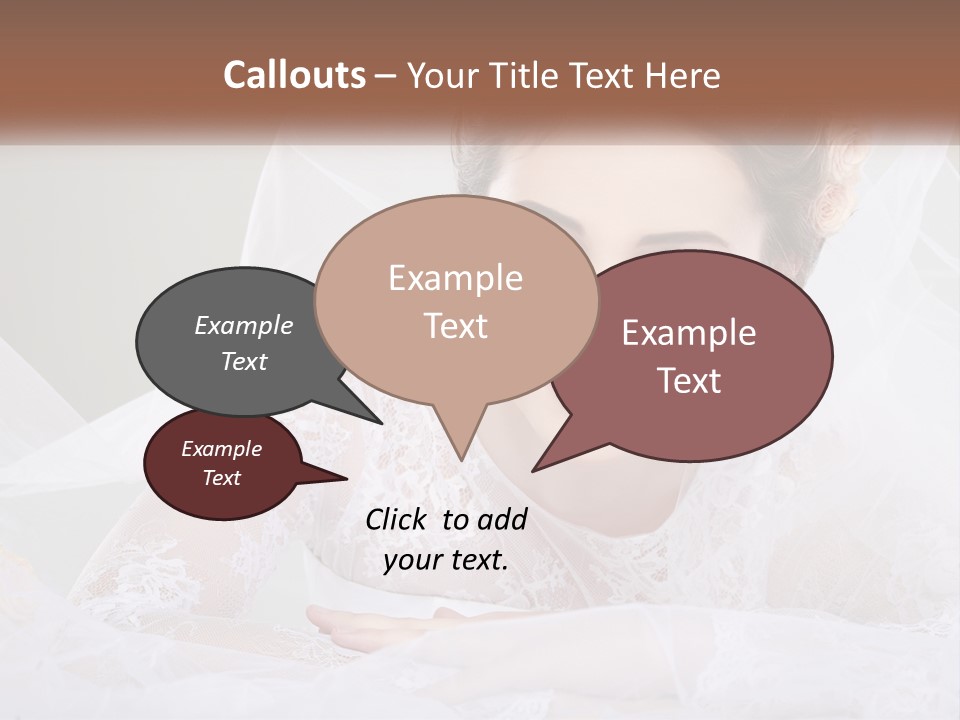 A Woman In A Wedding Dress With A Veil On Her Head PowerPoint Template