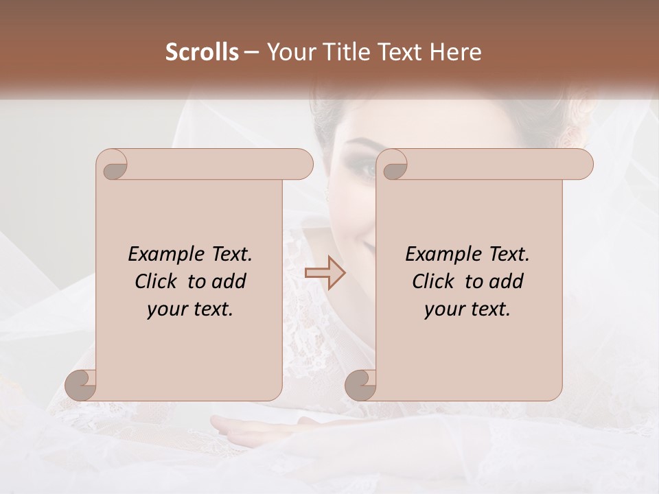 A Woman In A Wedding Dress With A Veil On Her Head PowerPoint Template