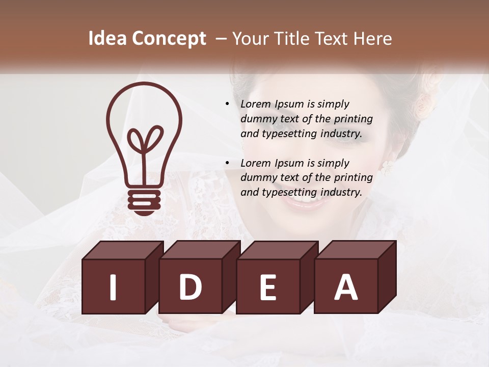 A Woman In A Wedding Dress With A Veil On Her Head PowerPoint Template