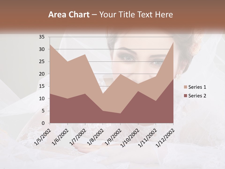 A Woman In A Wedding Dress With A Veil On Her Head PowerPoint Template