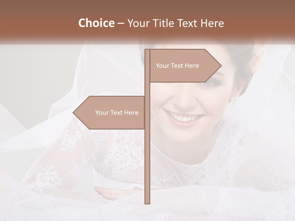A Woman In A Wedding Dress With A Veil On Her Head PowerPoint Template