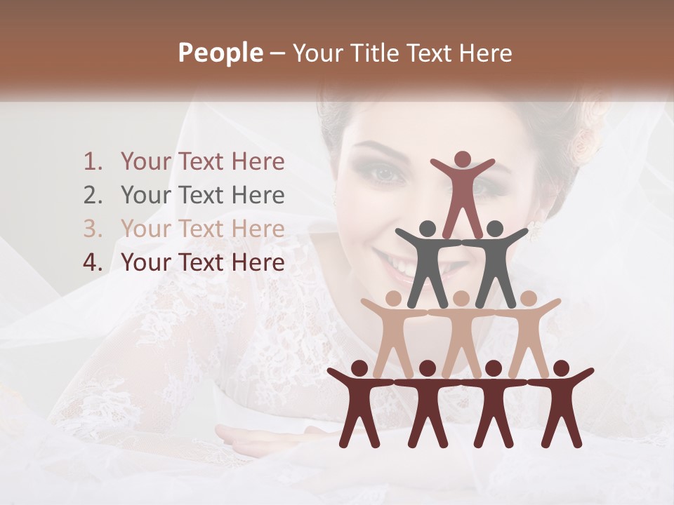 A Woman In A Wedding Dress With A Veil On Her Head PowerPoint Template