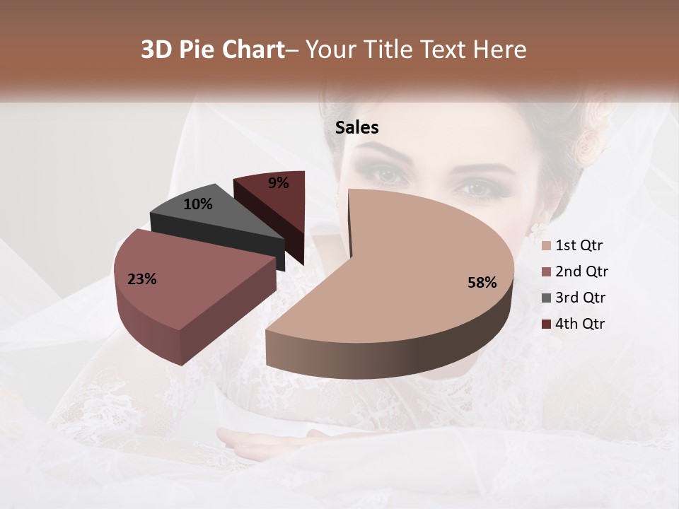 A Woman In A Wedding Dress With A Veil On Her Head PowerPoint Template