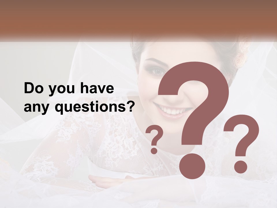 A Woman In A Wedding Dress With A Veil On Her Head PowerPoint Template