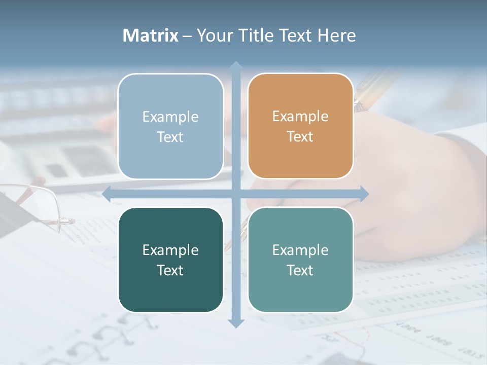 A Person Writing On A Piece Of Paper With A Calculator And Pen PowerPoint Template