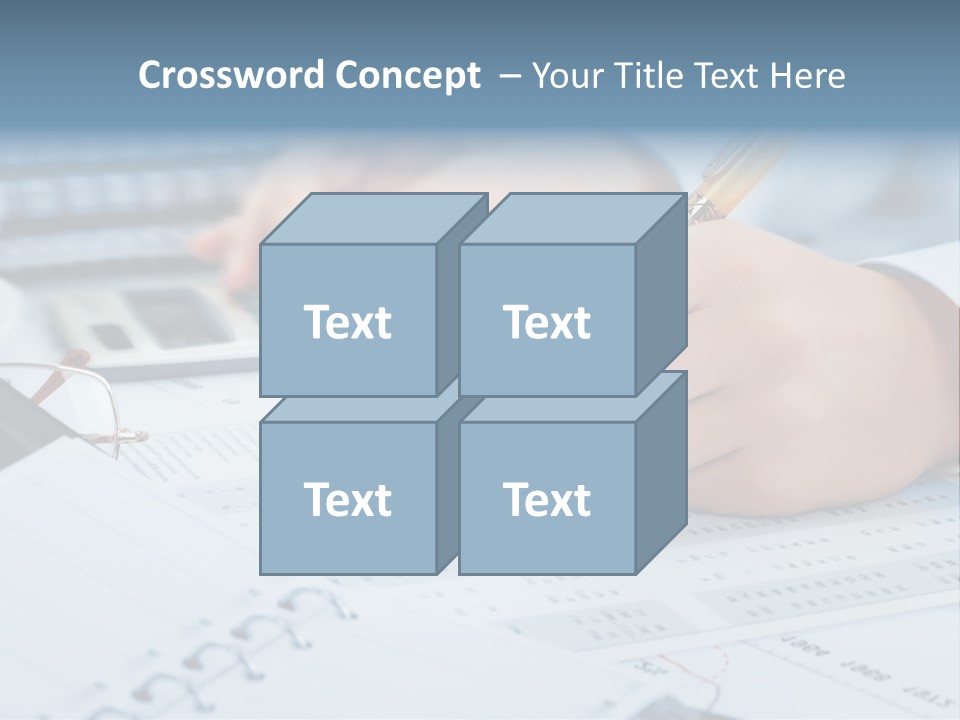 A Person Writing On A Piece Of Paper With A Calculator And Pen PowerPoint Template