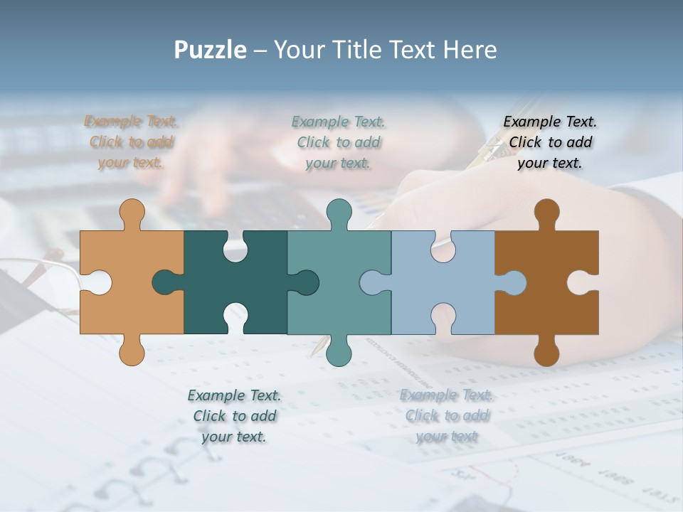 A Person Writing On A Piece Of Paper With A Calculator And Pen PowerPoint Template