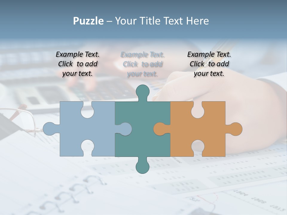 A Person Writing On A Piece Of Paper With A Calculator And Pen PowerPoint Template