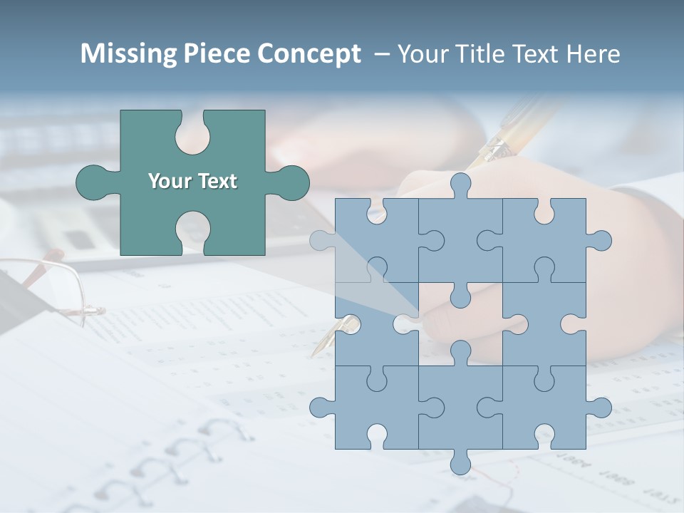 A Person Writing On A Piece Of Paper With A Calculator And Pen PowerPoint Template