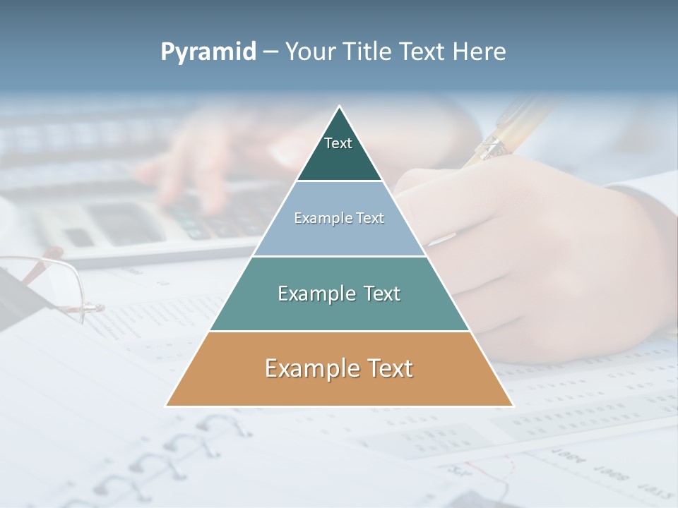 A Person Writing On A Piece Of Paper With A Calculator And Pen PowerPoint Template