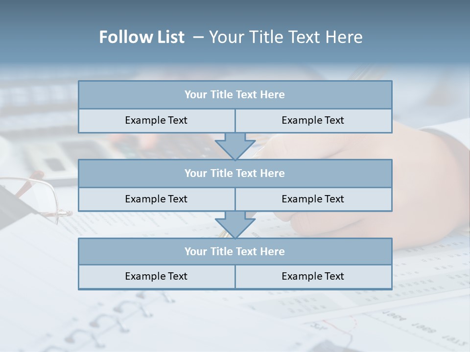 A Person Writing On A Piece Of Paper With A Calculator And Pen PowerPoint Template