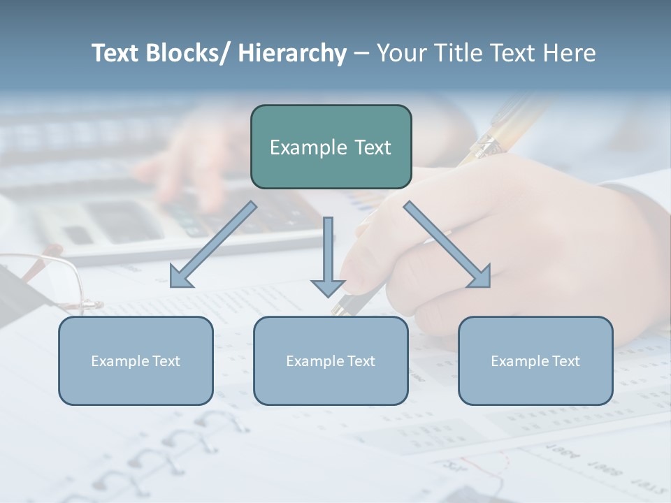 A Person Writing On A Piece Of Paper With A Calculator And Pen PowerPoint Template