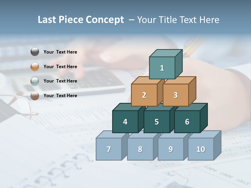 A Person Writing On A Piece Of Paper With A Calculator And Pen PowerPoint Template