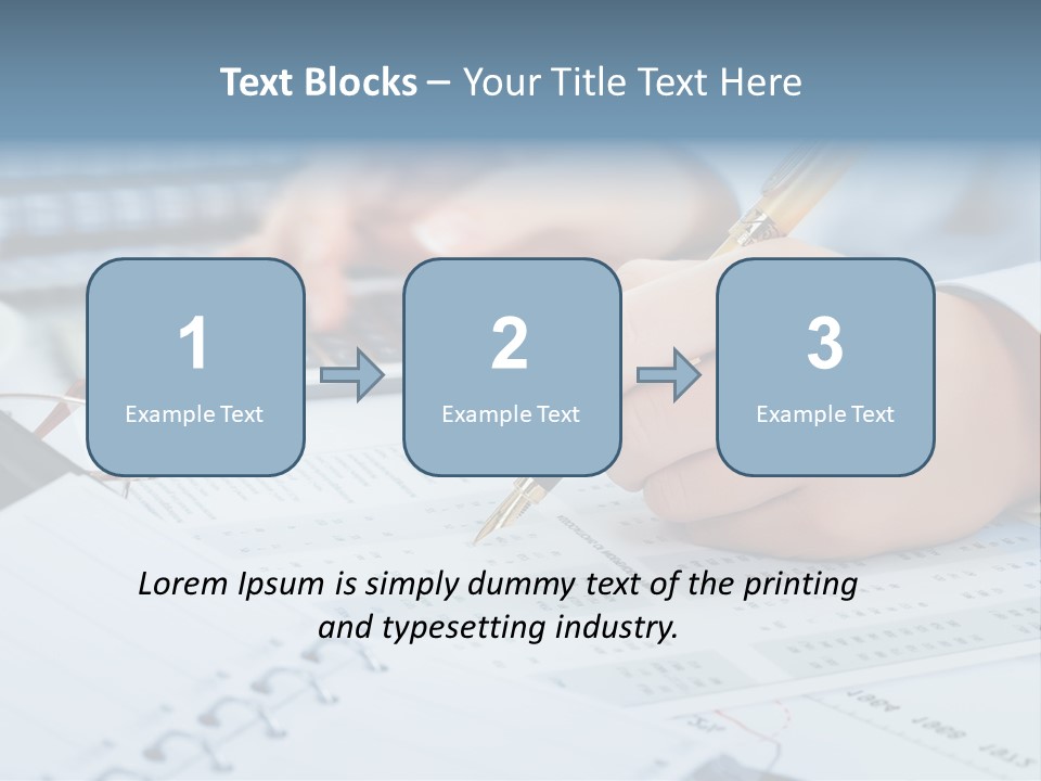 A Person Writing On A Piece Of Paper With A Calculator And Pen PowerPoint Template
