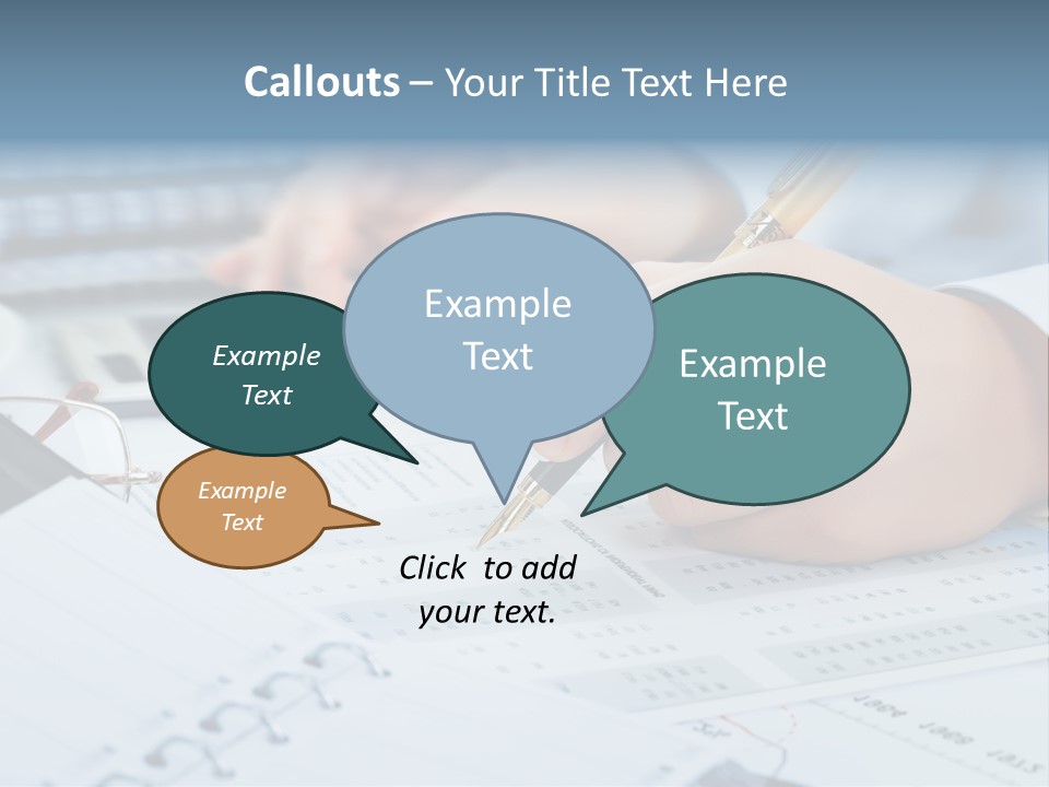 A Person Writing On A Piece Of Paper With A Calculator And Pen PowerPoint Template