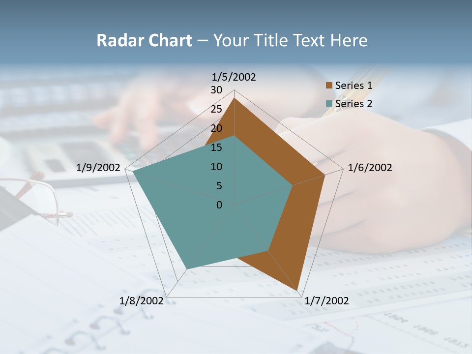 A Person Writing On A Piece Of Paper With A Calculator And Pen PowerPoint Template