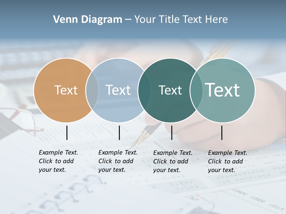 A Person Writing On A Piece Of Paper With A Calculator And Pen PowerPoint Template