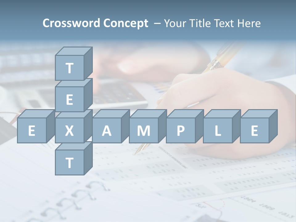 A Person Writing On A Piece Of Paper With A Calculator And Pen PowerPoint Template