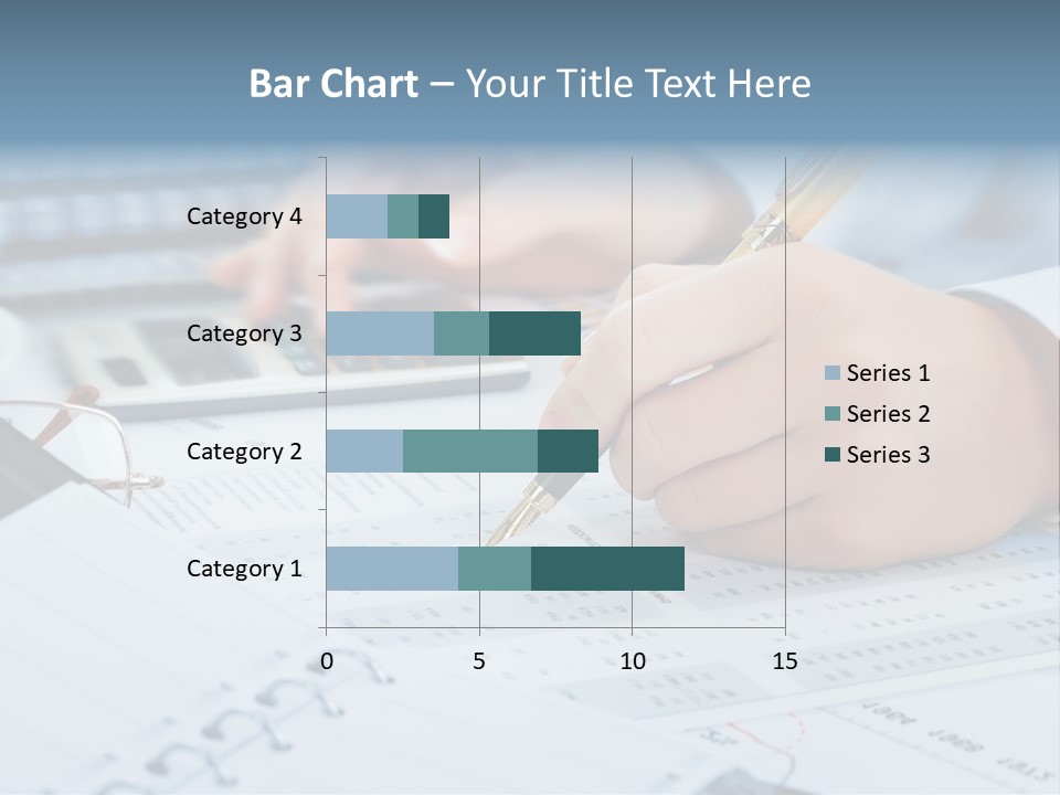 A Person Writing On A Piece Of Paper With A Calculator And Pen PowerPoint Template