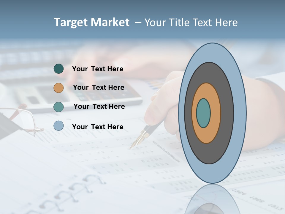 A Person Writing On A Piece Of Paper With A Calculator And Pen PowerPoint Template
