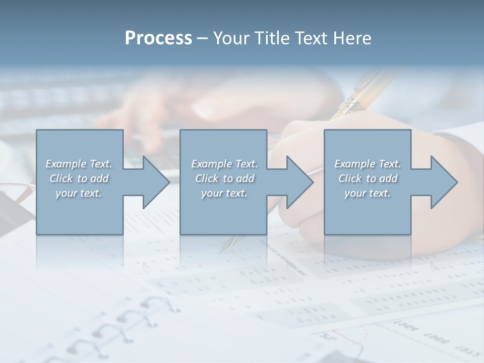 A Person Writing On A Piece Of Paper With A Calculator And Pen PowerPoint Template