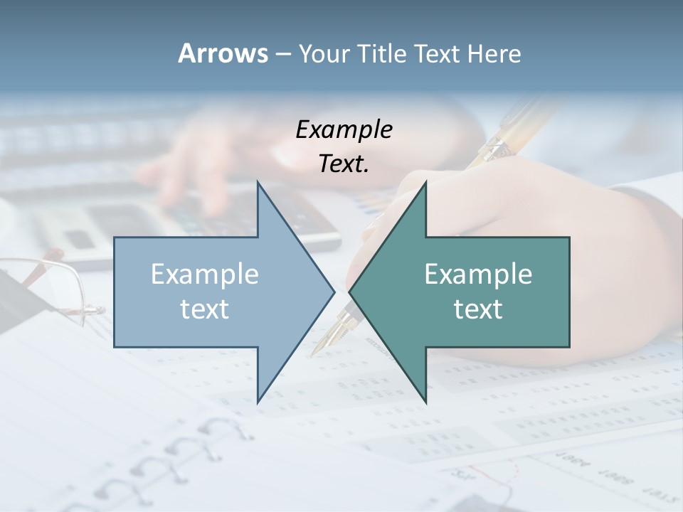 A Person Writing On A Piece Of Paper With A Calculator And Pen PowerPoint Template