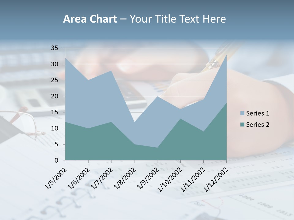 A Person Writing On A Piece Of Paper With A Calculator And Pen PowerPoint Template