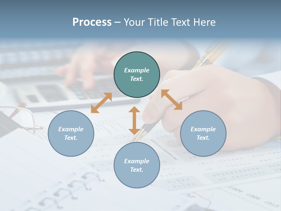 A Person Writing On A Piece Of Paper With A Calculator And Pen PowerPoint Template