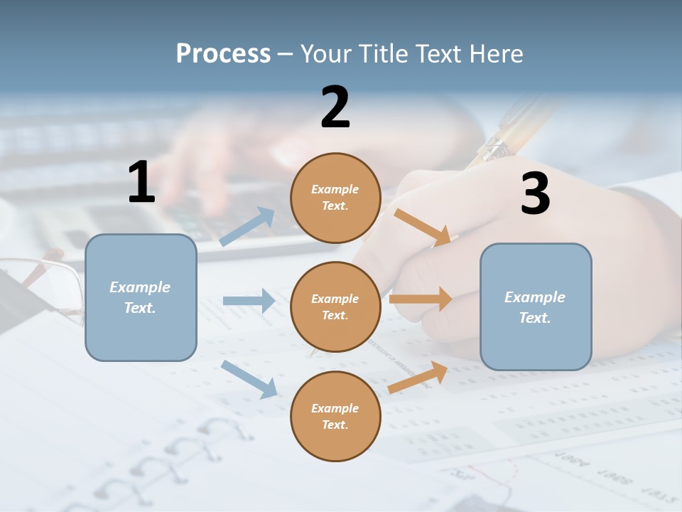 A Person Writing On A Piece Of Paper With A Calculator And Pen PowerPoint Template