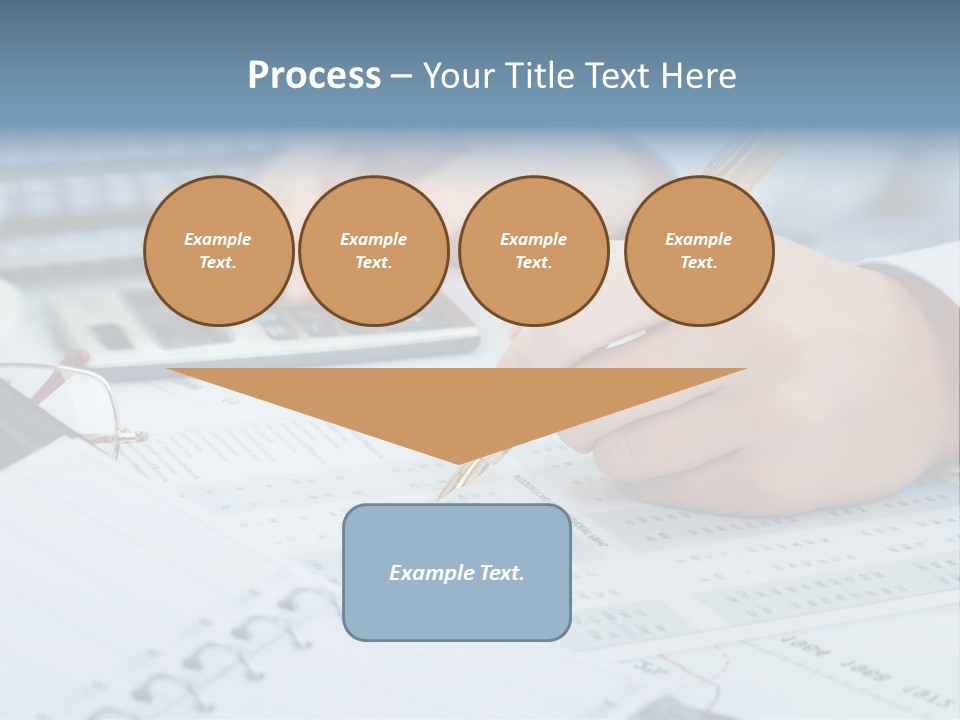 A Person Writing On A Piece Of Paper With A Calculator And Pen PowerPoint Template