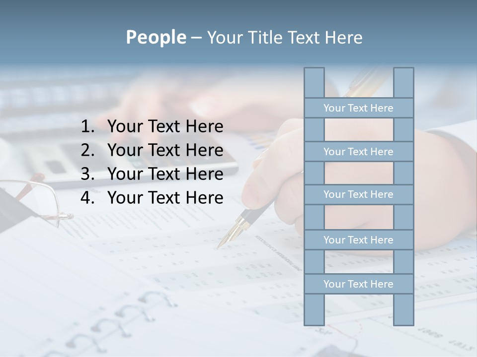 A Person Writing On A Piece Of Paper With A Calculator And Pen PowerPoint Template