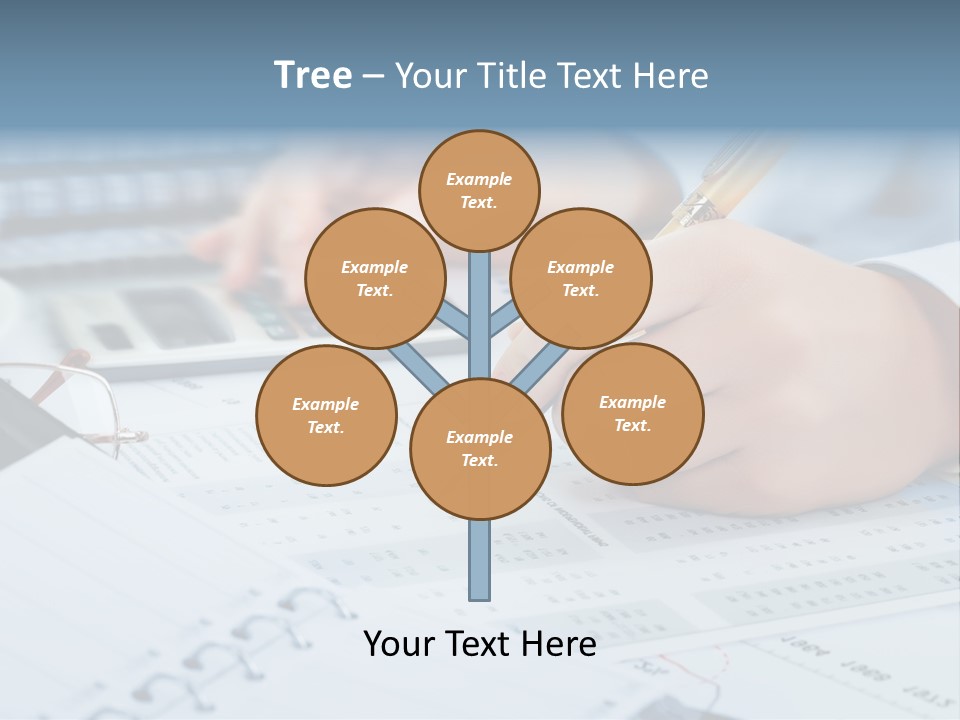 A Person Writing On A Piece Of Paper With A Calculator And Pen PowerPoint Template