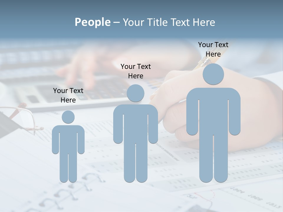 A Person Writing On A Piece Of Paper With A Calculator And Pen PowerPoint Template