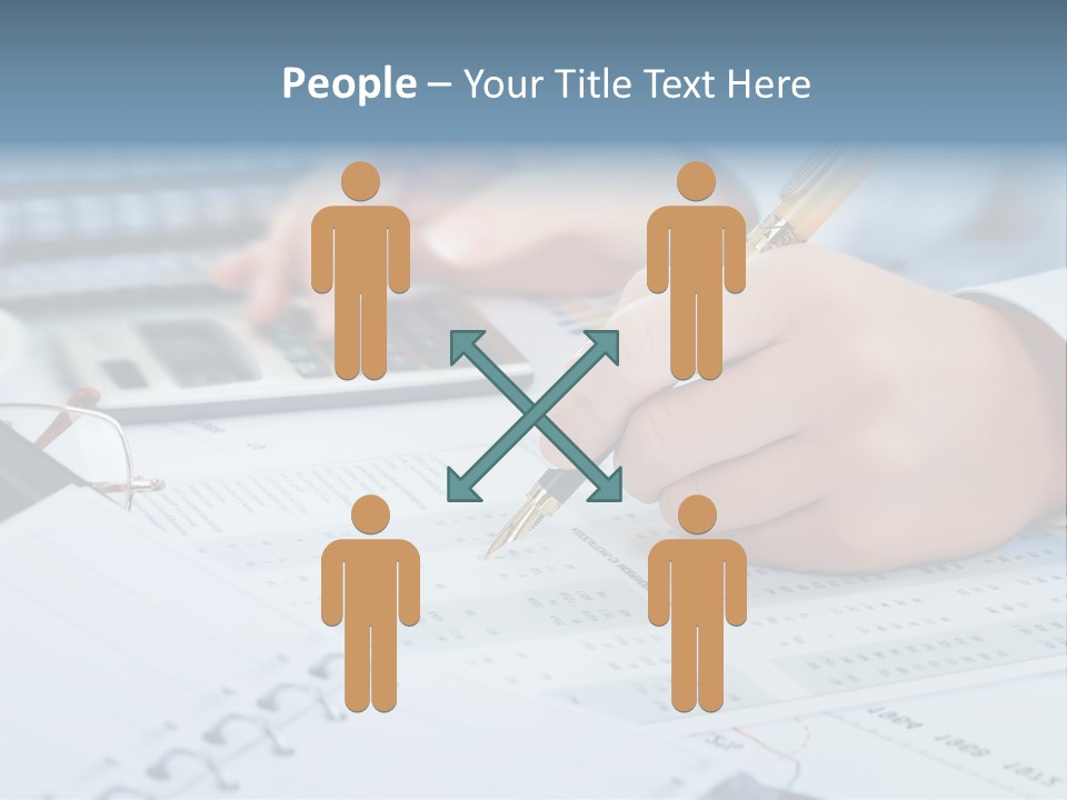 A Person Writing On A Piece Of Paper With A Calculator And Pen PowerPoint Template