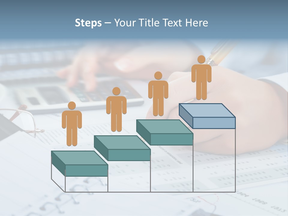 A Person Writing On A Piece Of Paper With A Calculator And Pen PowerPoint Template