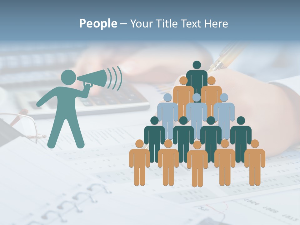 A Person Writing On A Piece Of Paper With A Calculator And Pen PowerPoint Template